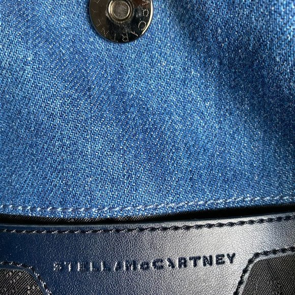 Stella McCartney Falabella Fold Over Embroidered Mini Blue Denim Cross Body Bag - Picture 6 of 6